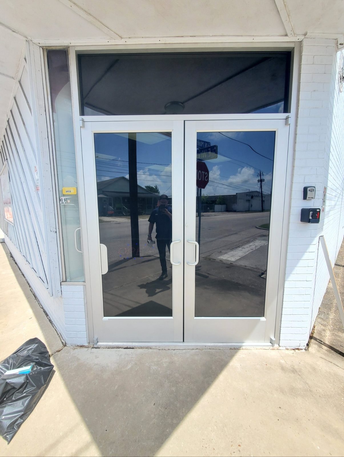 White Framed Storefront Doors